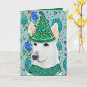 WHITE DEUTSCHE SHEPHERD KARTE (Gelbe Blume)