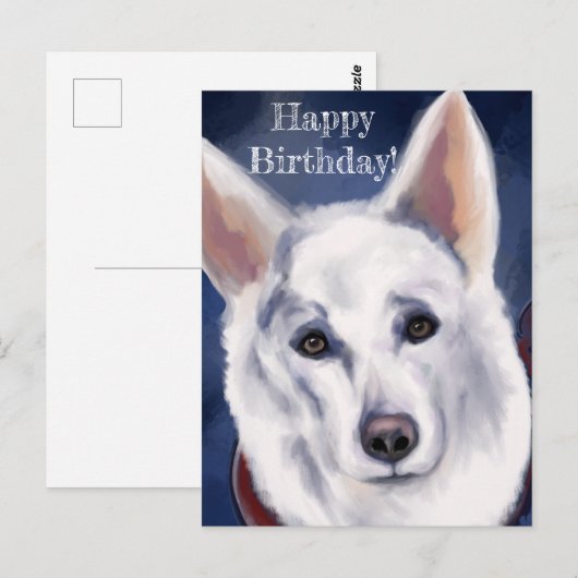 WHITE DEUTSCHE SHEPHERD POSTKARTE (Vorne/Hinten)