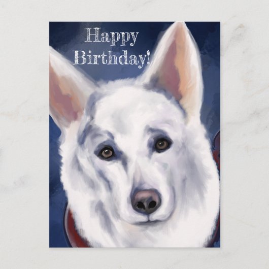 WHITE DEUTSCHE SHEPHERD POSTKARTE (Vorderseite)
