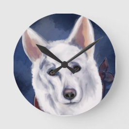 WHITE DEUTSCHE SHEPHERD RUNDE WANDUHR