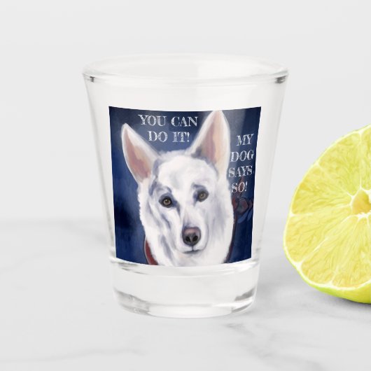 WHITE DEUTSCHE SHEPHERD SCHNAPSGLAS (Vorderseite)