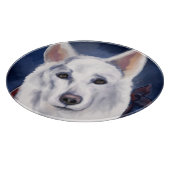 WHITE DEUTSCHE SHEPHERD SCHNEIDEBRETT (Ecke)