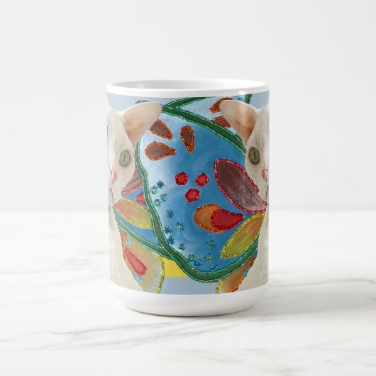 White Devon Rex Cat Rainbow Fairy Wings Kaffeetasse (Mittel)