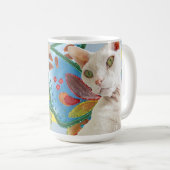 White Devon Rex Cat Rainbow Fairy Wings Kaffeetasse (VorderseiteRechts)