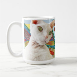 White Devon Rex Cat Rainbow Fairy Wings Kaffeetasse