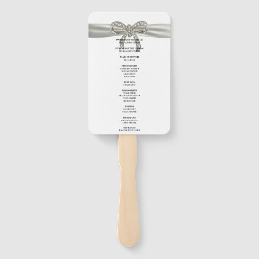 White Diamond Bow Wedding Program Fächer (Rückseite)