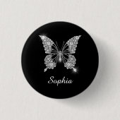 White Diamond Butterfly, DIY Script Name, Black Button (Vorderseite)