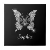 White Diamond Butterfly, DIY Script Name, Black Fliese (Vorderseite)
