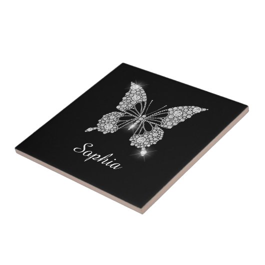 White Diamond Butterfly, DIY Script Name, Black Fliese (Seite)