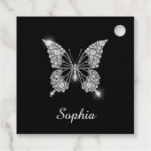 White Diamond Butterfly, DIY Script Name, Black Geschenkanhänger (Rückseite)