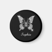 White Diamond Butterfly, DIY Script Name, Black Magnet (Vorne)