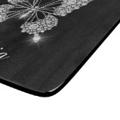 White Diamond Butterfly, DIY Script Name, Black Schneidebrett (Ecke)