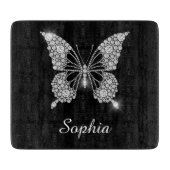 White Diamond Butterfly, DIY Script Name, Black Schneidebrett (Vorderseite)