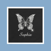 White Diamond Butterfly, DIY Script Name, Black Serviette