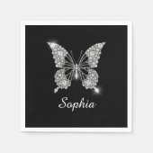 White Diamond Butterfly, DIY Script Name, Black Serviette (Vorderseite)
