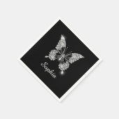 White Diamond Butterfly, DIY Script Name, Black Serviette (Ecke)