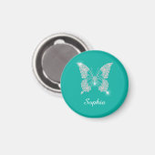 White Diamond Butterfly, Script Name, Aquamarin Magnet (Vorderseite/Rückseite)