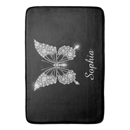 White Diamond Butterfly, Script Name, Black Badematte (Vorderseite Vertikal)