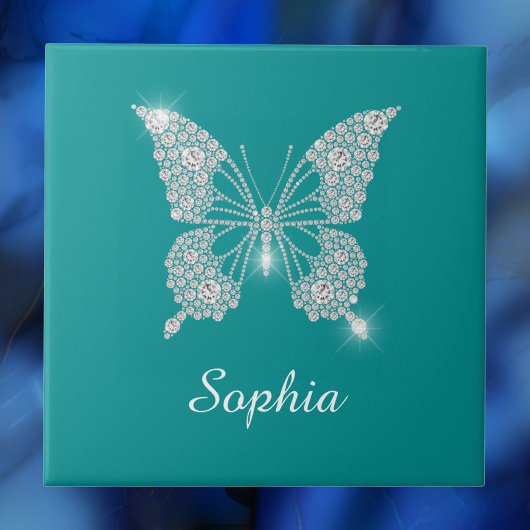 White Diamond Butterfly, Script Name, Deep Aquamar Fliese