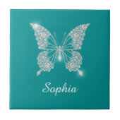White Diamond Butterfly, Script Name, Deep Aquamar Fliese (Vorderseite)