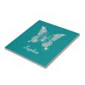 White Diamond Butterfly, Script Name, Deep Aquamar Fliese (Seite)