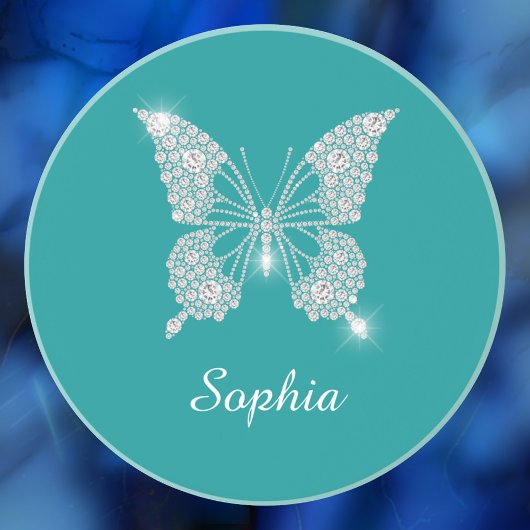 White Diamond Butterfly, Script Name, Deep Aquamar Getränkeuntersetzer