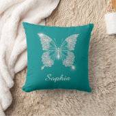 White Diamond Butterfly, Script Name, Deep Aquamar Kissen (Decke)
