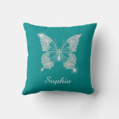White Diamond Butterfly, Script Name, Deep Aquamar Kissen (Rückseite)
