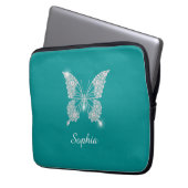 White Diamond Butterfly, Script Name, Deep Aquamar Laptopschutzhülle (Vorderseite Links)