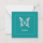 White Diamond Butterfly, Script Name, Deep Aquamar Mitteilungskarte (Vorderseite)