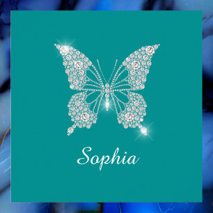 White Diamond Butterfly, Script Name, Deep Aquamar Poster
