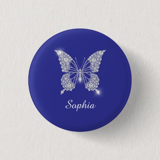 White Diamond Butterfly, Script Name, Deep Blue Button (Vorderseite)