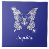 White Diamond Butterfly, Script Name, Deep Blue Fliese (Vorderseite)
