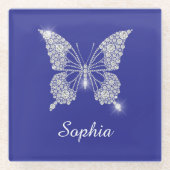 White Diamond Butterfly, Script Name, Deep Blue Glasuntersetzer (Vorderseite)