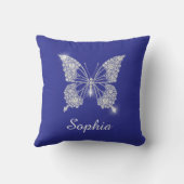 White Diamond Butterfly, Script Name, Deep Blue Kissen (Rückseite)