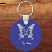 White Diamond Butterfly, Script Name, Deep Blue Schlüsselanhänger (Rückseite)