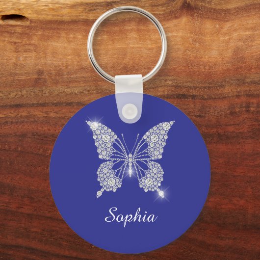 White Diamond Butterfly, Script Name, Deep Blue Schlüsselanhänger (Vorderseite)