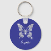 White Diamond Butterfly, Script Name, Deep Blue Schlüsselanhänger (Rückseite)