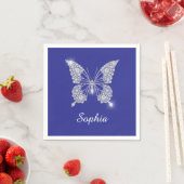 White Diamond Butterfly, Script Name, Deep Blue Serviette (Beispiel)