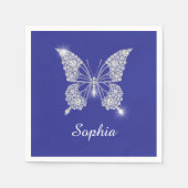 White Diamond Butterfly, Script Name, Deep Blue Serviette (Vorderseite)