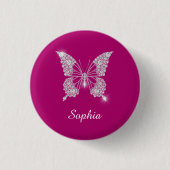 White Diamond Butterfly, Script Name, Deep Fuchsia Button (Vorderseite)