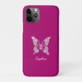 White Diamond Butterfly, Script Name, Deep Fuchsia Case-Mate iPhone Hülle (Rückseite)