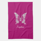 White Diamond Butterfly, Script Name, Deep Fuchsia Geschirrtuch (Vertikal)