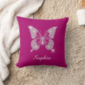 White Diamond Butterfly, Script Name, Deep Fuchsia Kissen (Decke)
