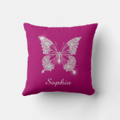 White Diamond Butterfly, Script Name, Deep Fuchsia Kissen (Rückseite)