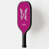White Diamond Butterfly, Script Name, Deep Fuchsia Pickleball Schläger (Links)