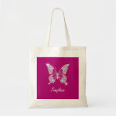 White Diamond Butterfly, Script Name, Deep Fuchsia Tragetasche (Vorne)