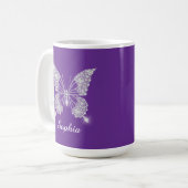 White Diamond Butterfly, Script Name, Lila Kaffeetasse (Vorderseite Links)