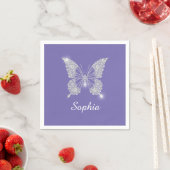 White Diamond Butterfly, Script Name, Periwinkle Serviette (Beispiel)