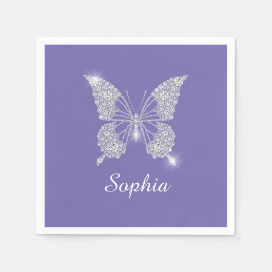 White Diamond Butterfly, Script Name, Periwinkle Serviette (Vorderseite)
